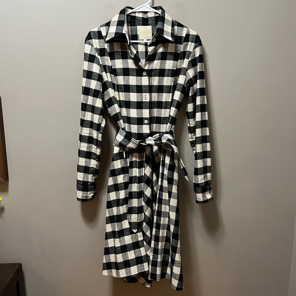 Bell‎ by Alicia Bell Plaid Tie-Waist Shirt Dress Vintage Inspired Southern Sz 10